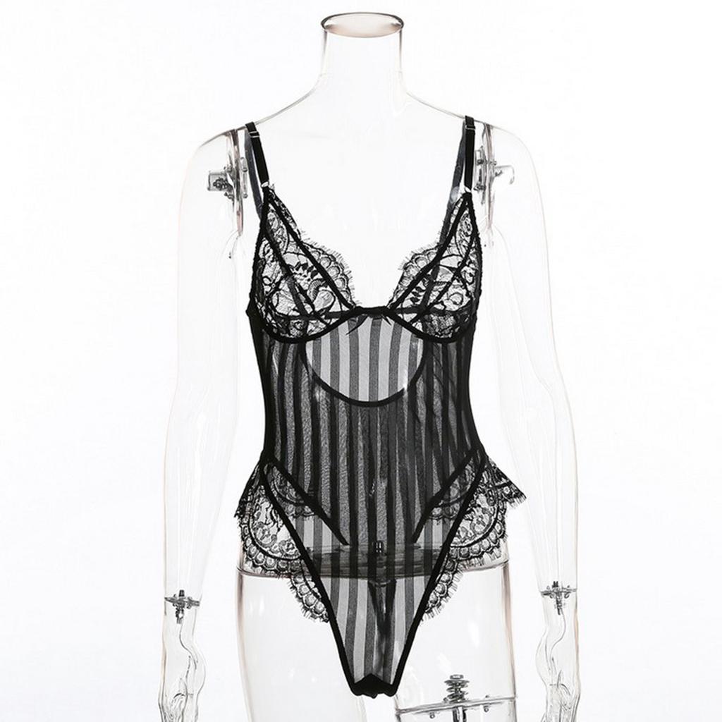 Bodysuit Lingerie Leotard L Black