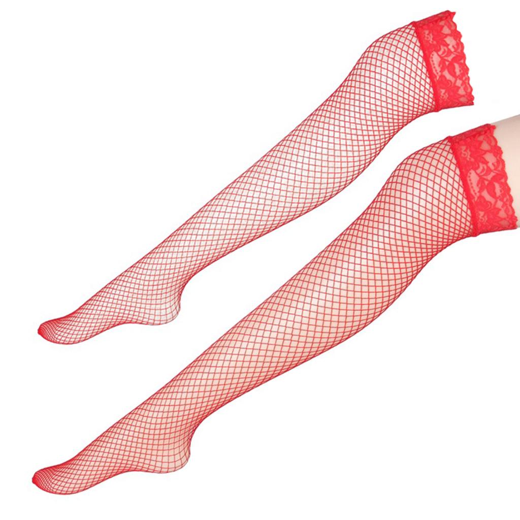 Women Sexy Fishnet Net Mesh Long Stockings Tights Lace Pantyhose Red