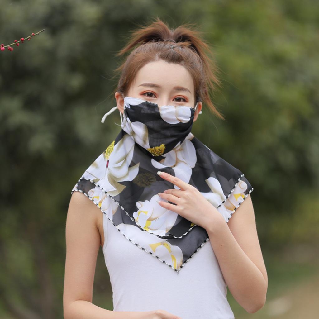 Ladies Face Mask Scarf UV Protection Lightweight Scarf Neck Mask Black