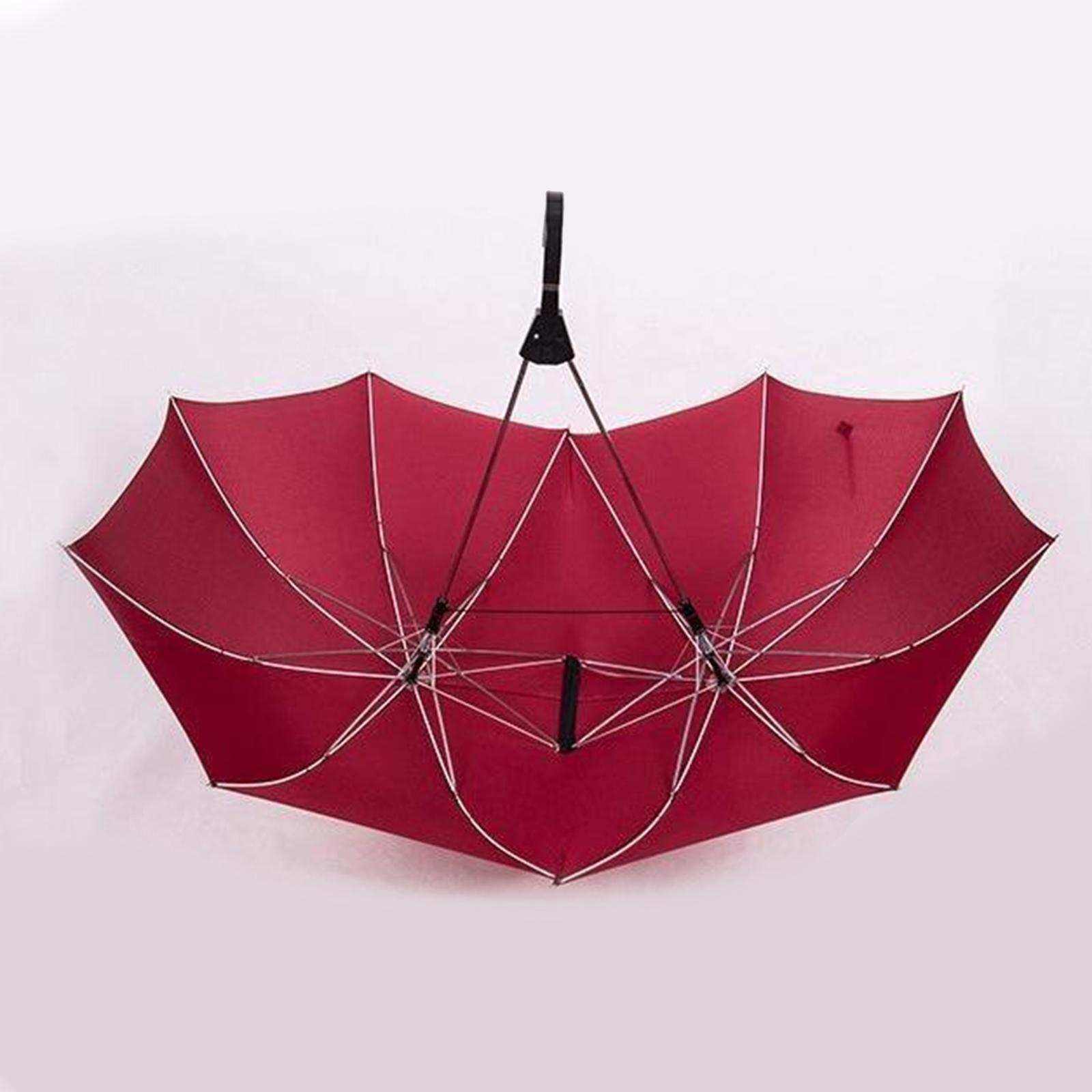 Automatic Open Umbrella Anti-UV Rain Windproof Couple's Umbrella Large Red