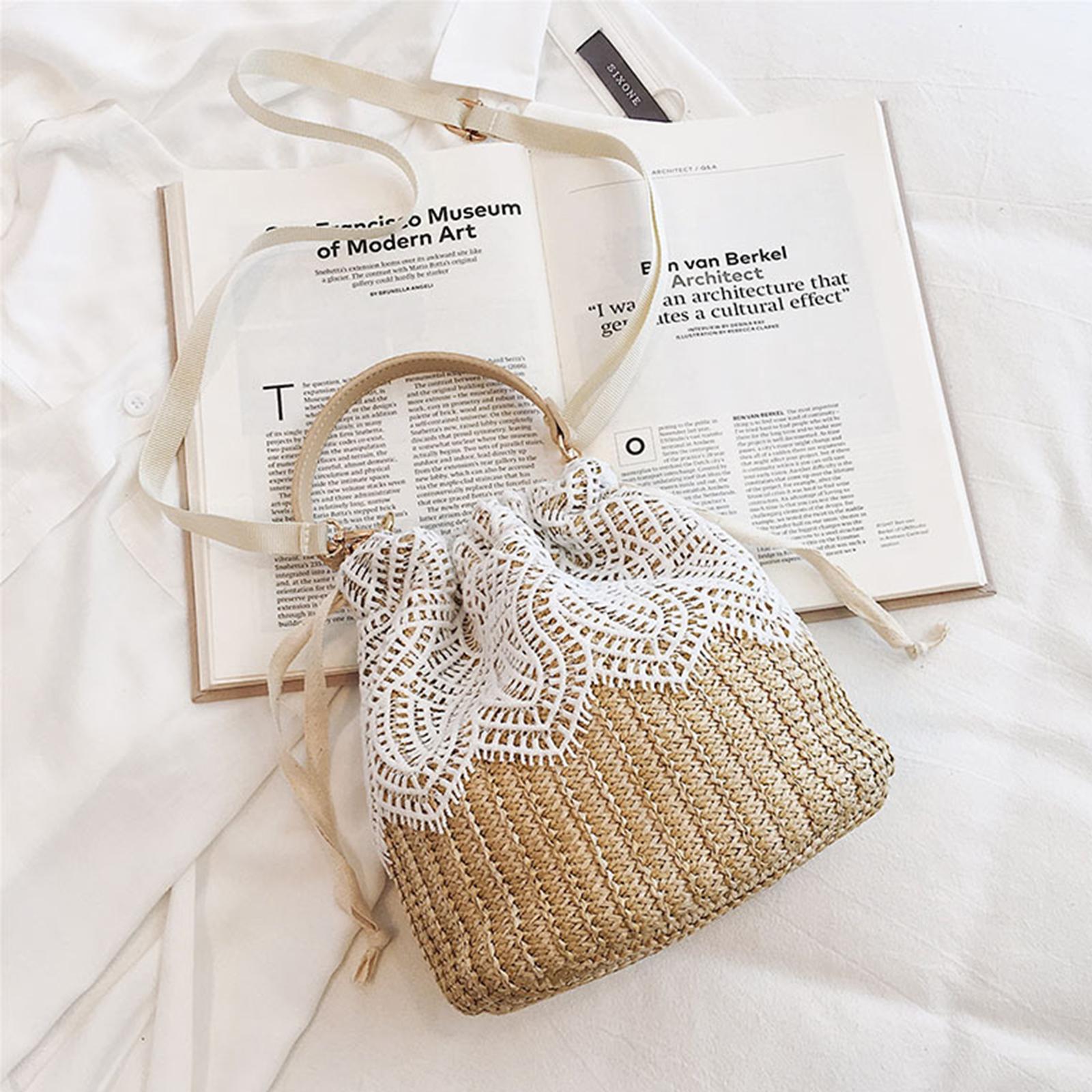 Women Beach Crossbody Shoulder Bag Tote Handbag Bucket Sling Bag Leaves