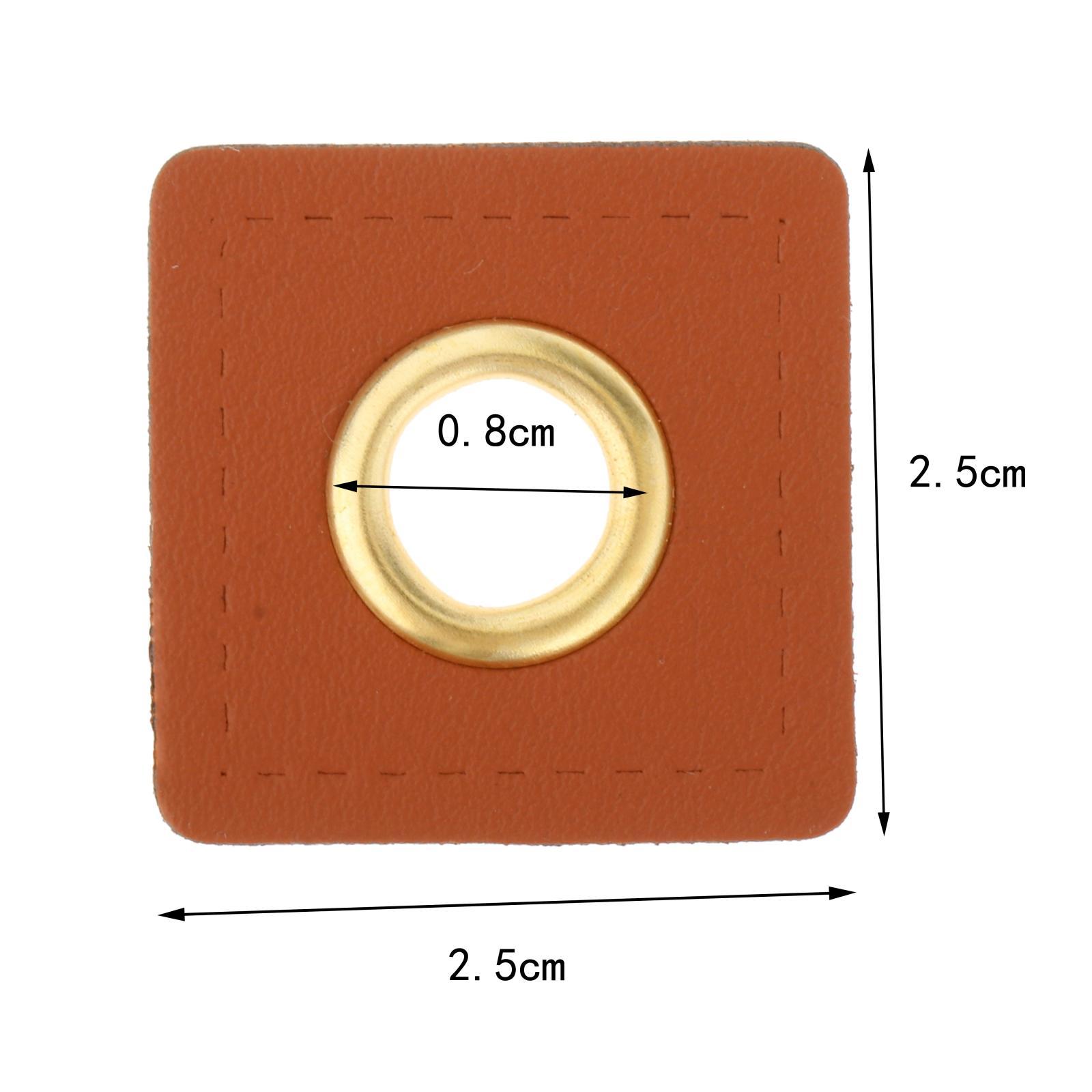 20pcs Badges Patch Labels Eyelets Grommets Sewing Applique Brown Square