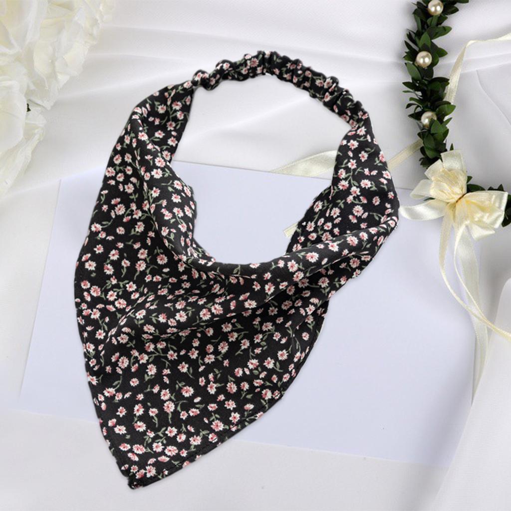 Women Bandana Elastic Soft Boho Hair Band Printed Hair Scarf Gifts Black