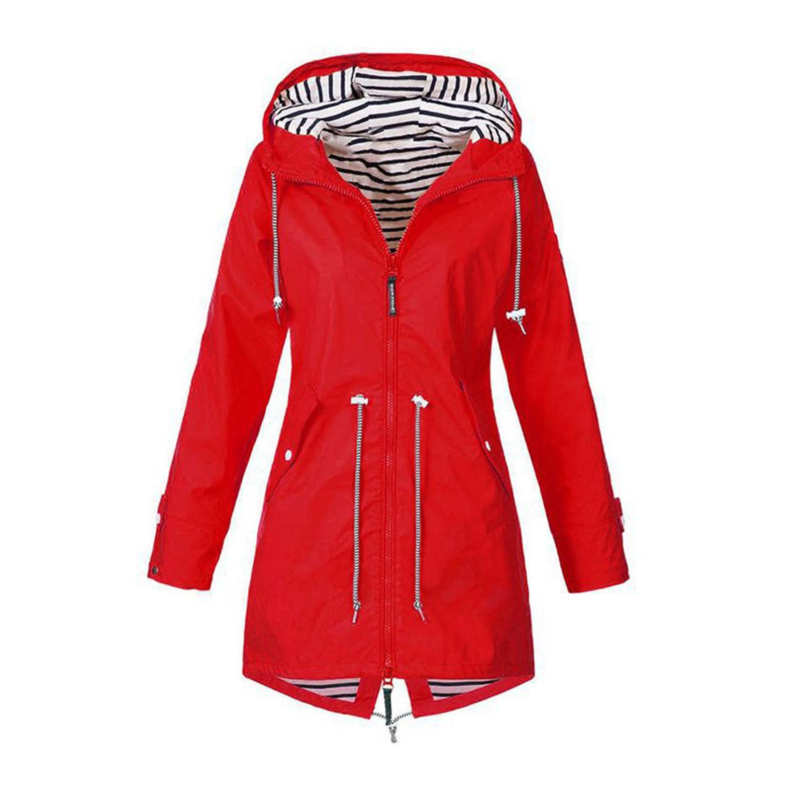 Hoodie Soft woman Jacket Waterproof Rain Coat Outdoor Outwear red 5XL