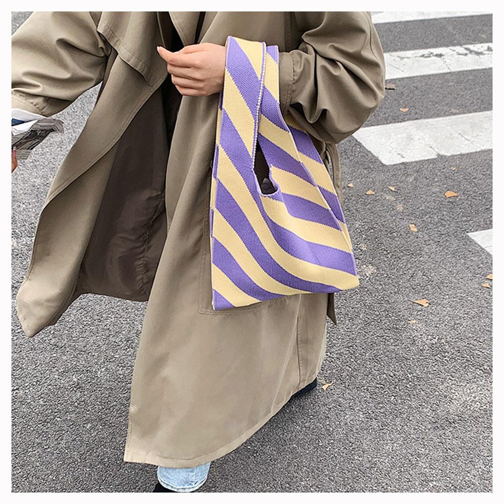 Lady Grid Pattern Shoulder Bag Causal Handbag Women Totes  yellow purple
