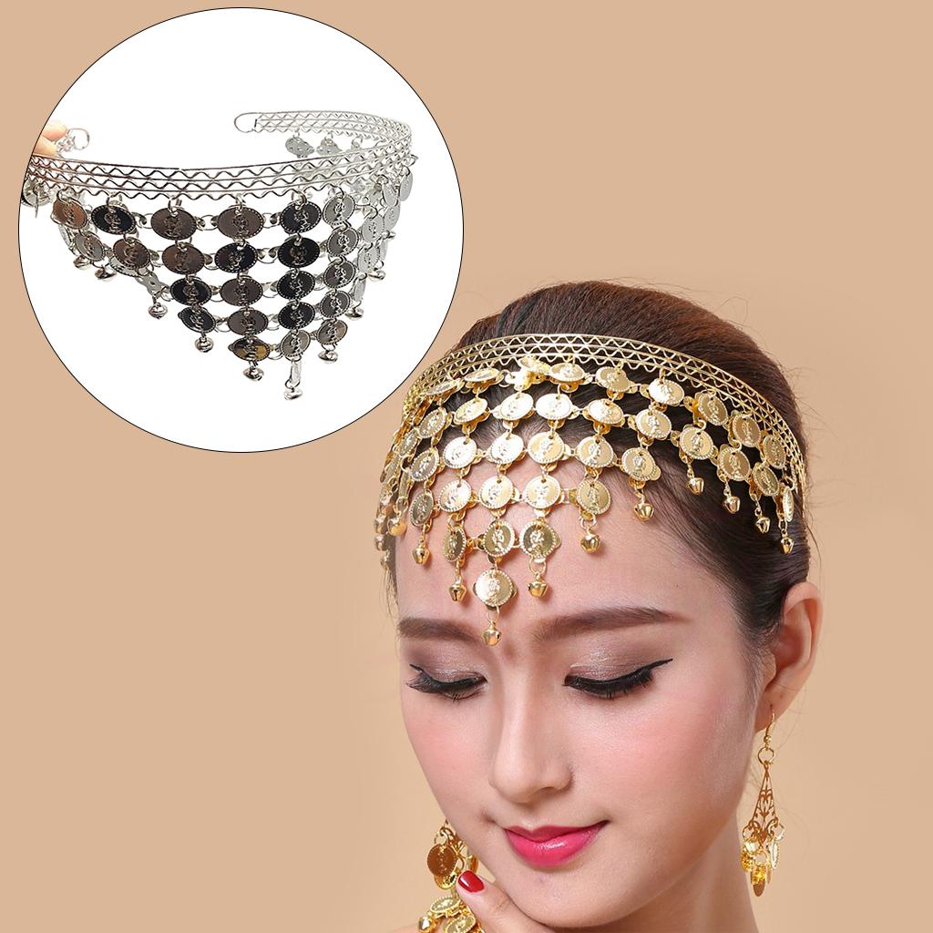 Belly Dance Headband Costume Forehead Headdress Bride Women Accessory Silver