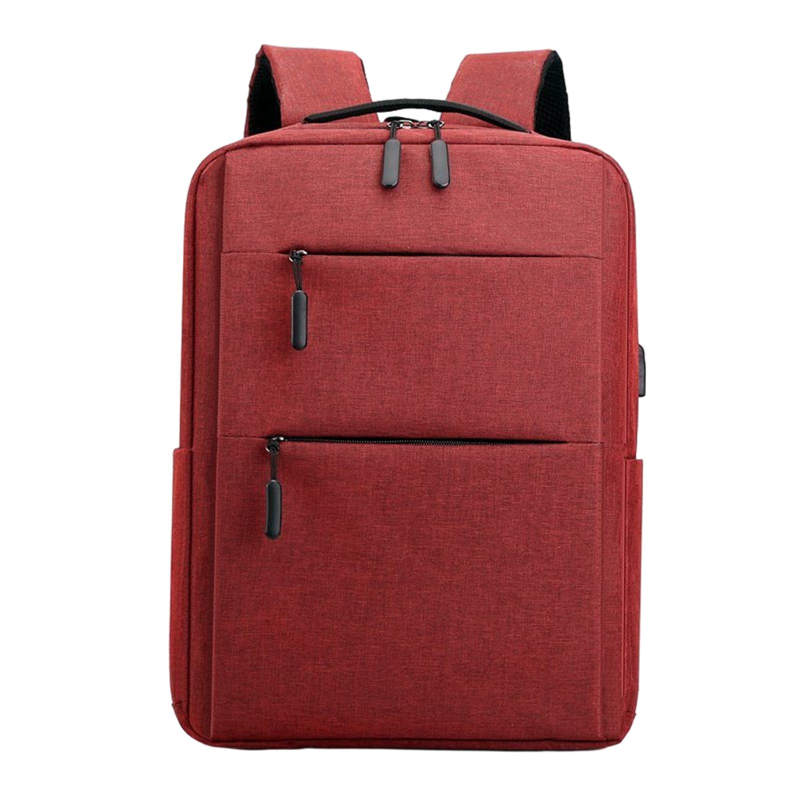 Multifunctional 15.6" Laptop Backpack Travel USB Charge Simple Red