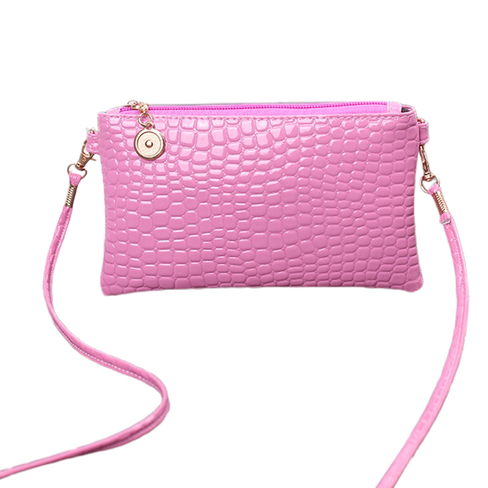 Women Crossbody Bag Small Shoulder Bag PU Leather Zipper Handbag Purse Pink