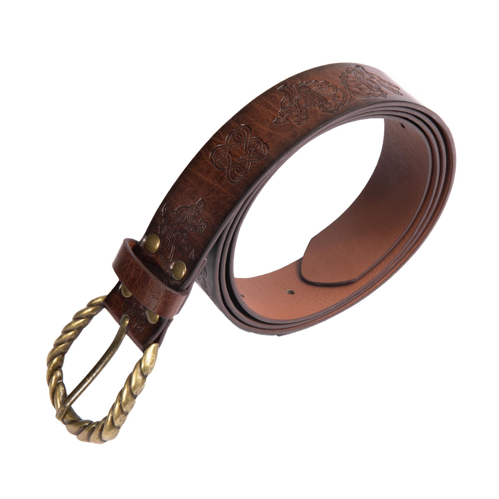 Embossed Medieval Belt Cosplay Alloy Buckle Accessories Halloween  Brown