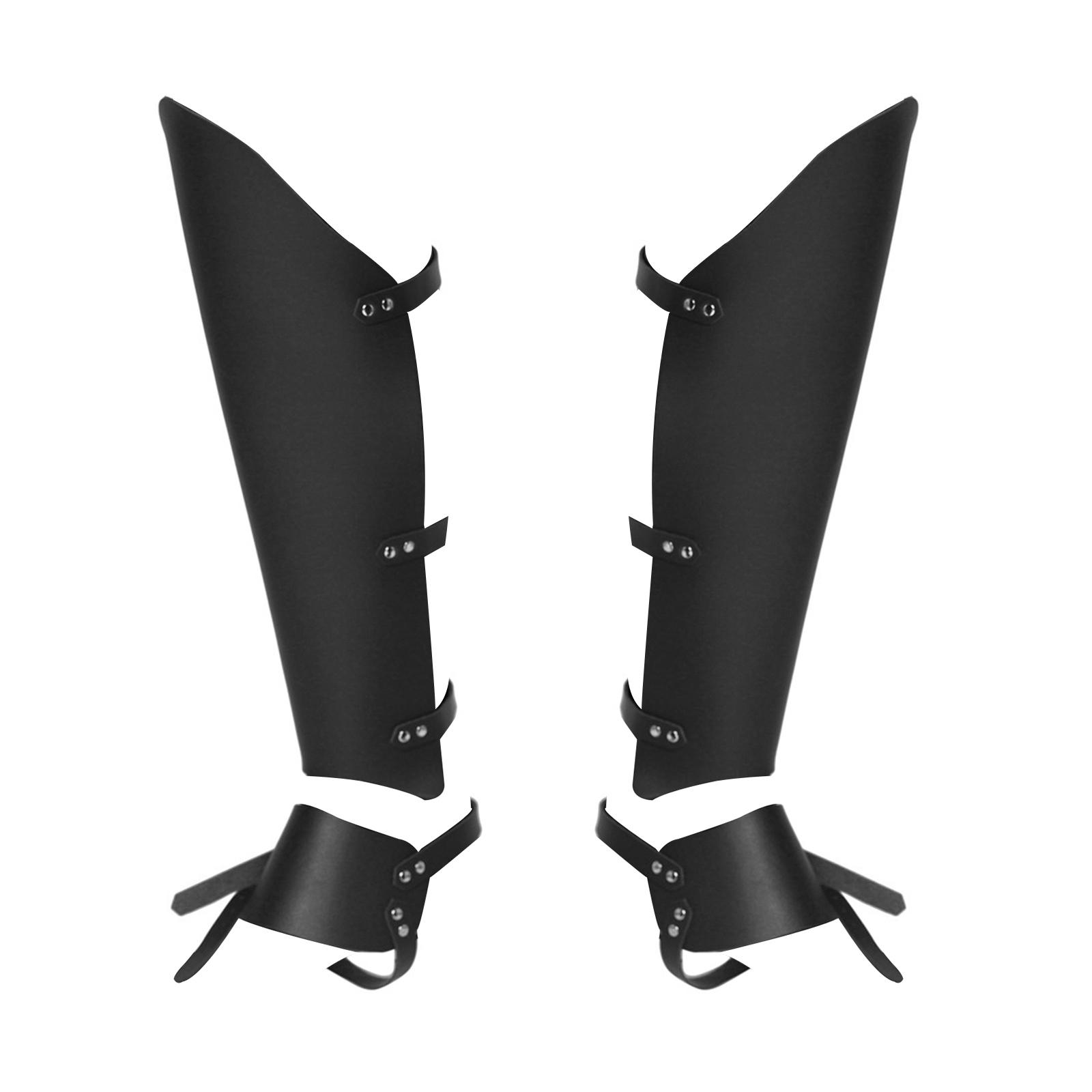 Medieval Greaves Boots Shoes Cover for Knight Costume Black