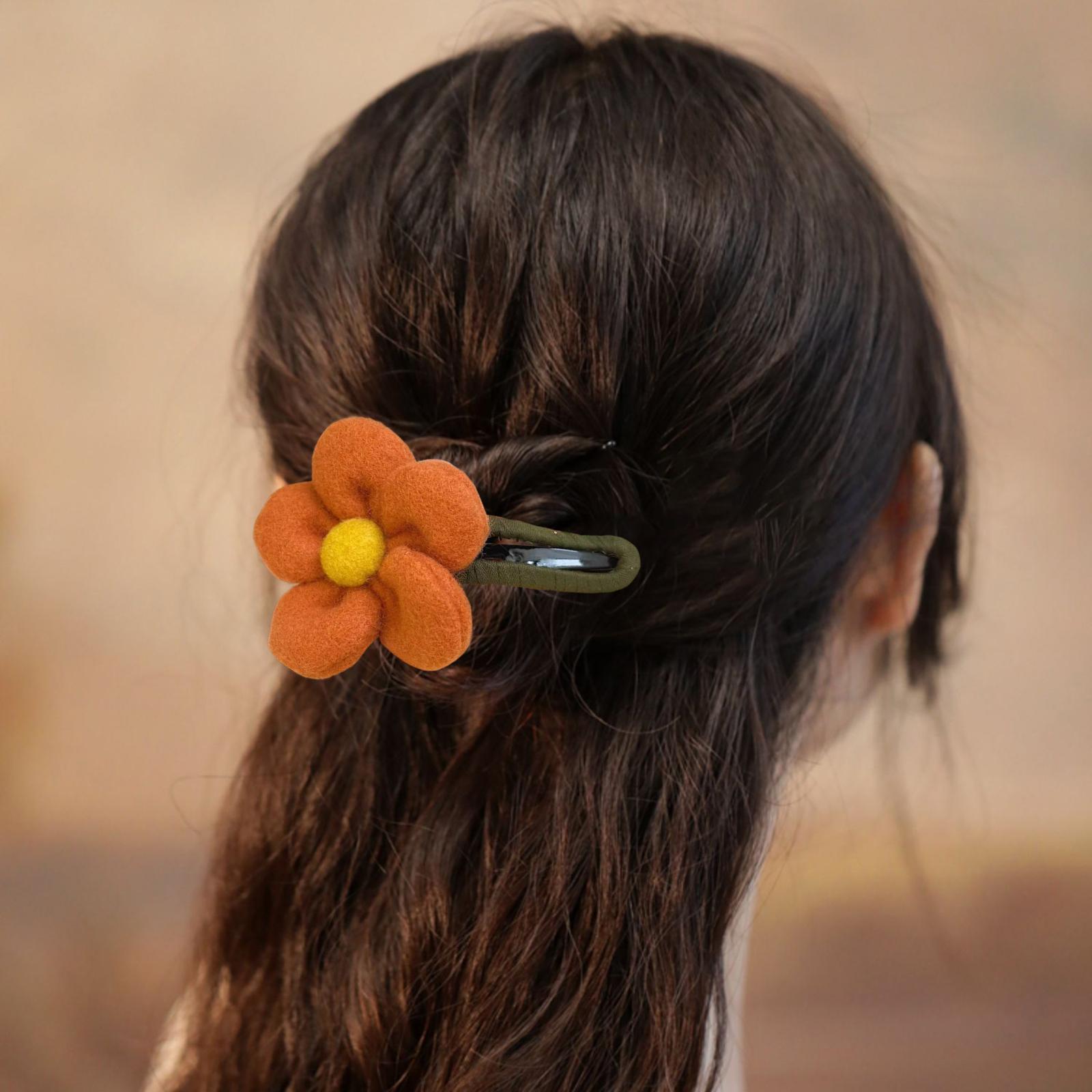 Autumn Winter Large Flower Hair Clip Elegant Hairgrips Women Girl Female Orange