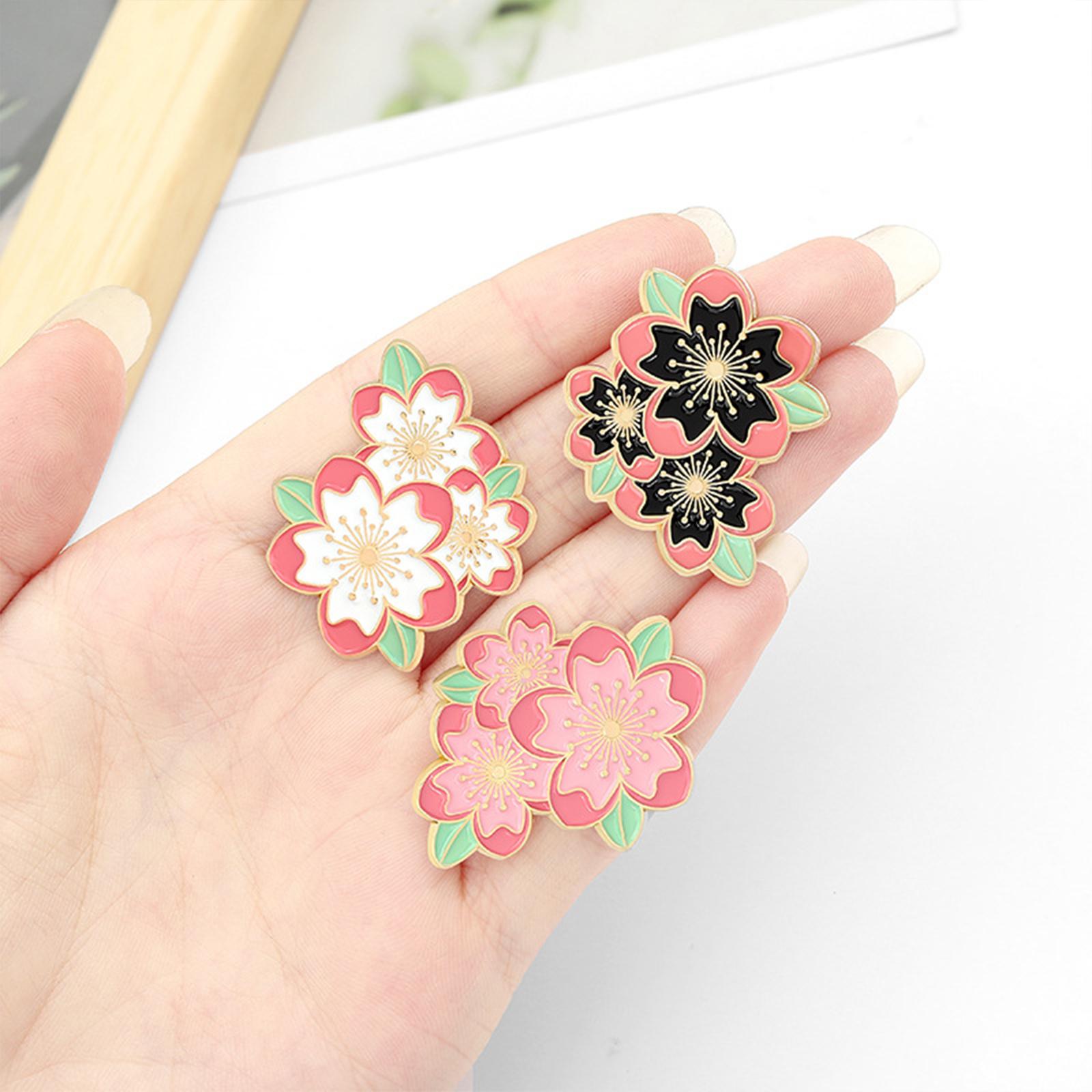 Enamel Pin Cherry Blossom Leaf Brooch for Children Birthday Gift Clothes
