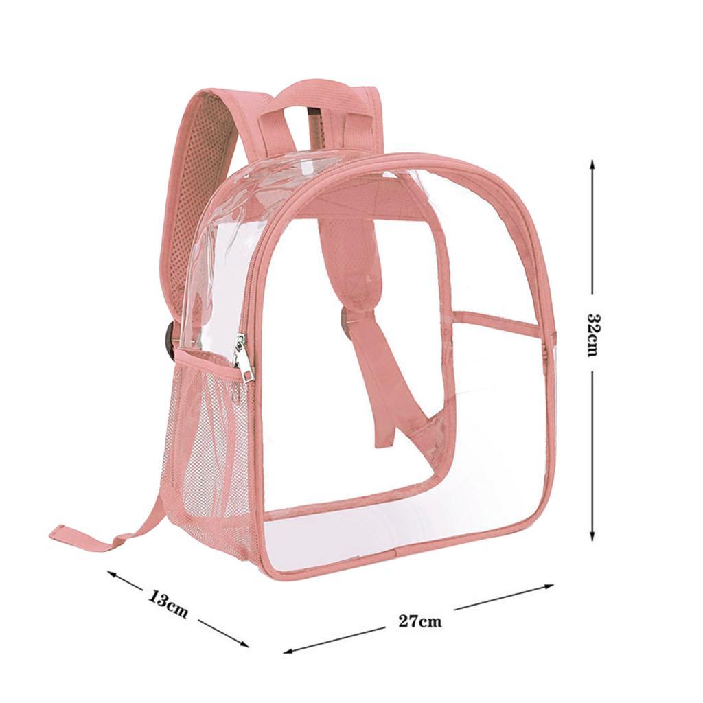 2xClear Backpack Waterproof Transparent PVC Backpack for Events Travel College Pink 