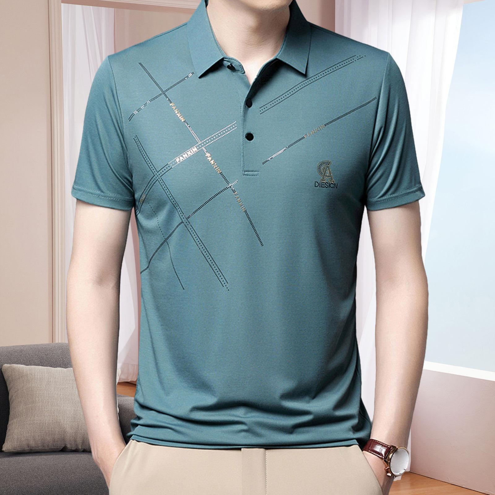 Men T Shirt Walking Lightweight Hiking Quick Drying Graphic Shirts 3XL Blue