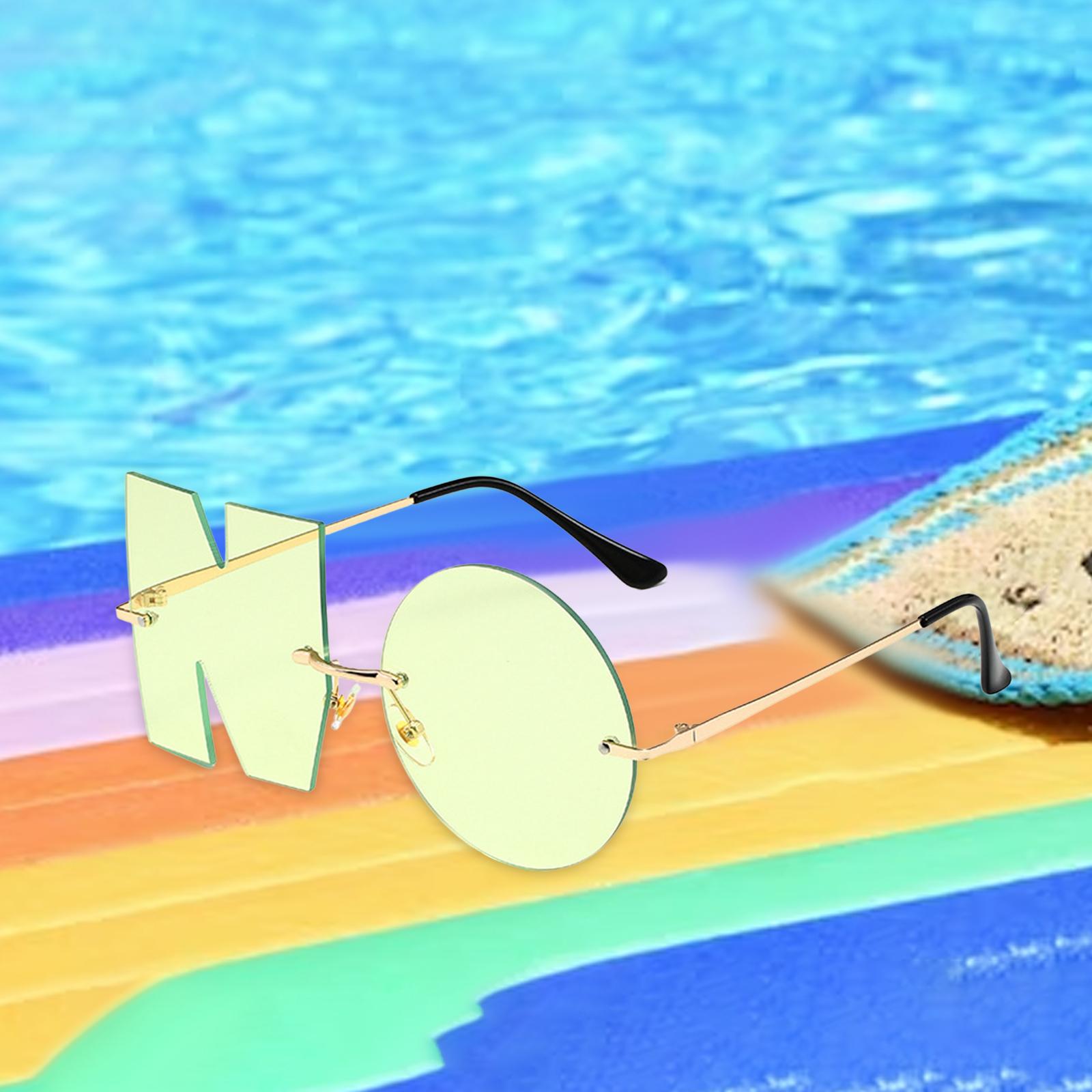 Letter No Sunglasses Streetwear Summer Sun Glasses for Party Vacation Green