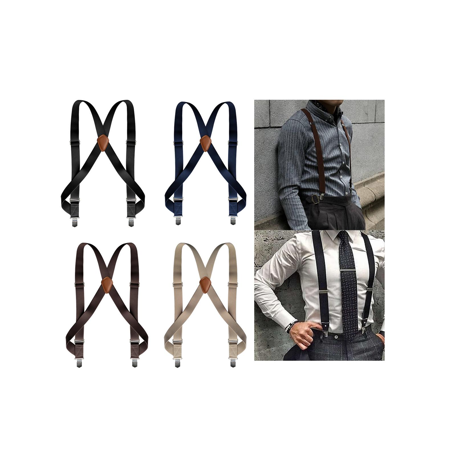 Mens Suspender with Clips Washable Adjustable Fits Jeans Big Tall Friends Black