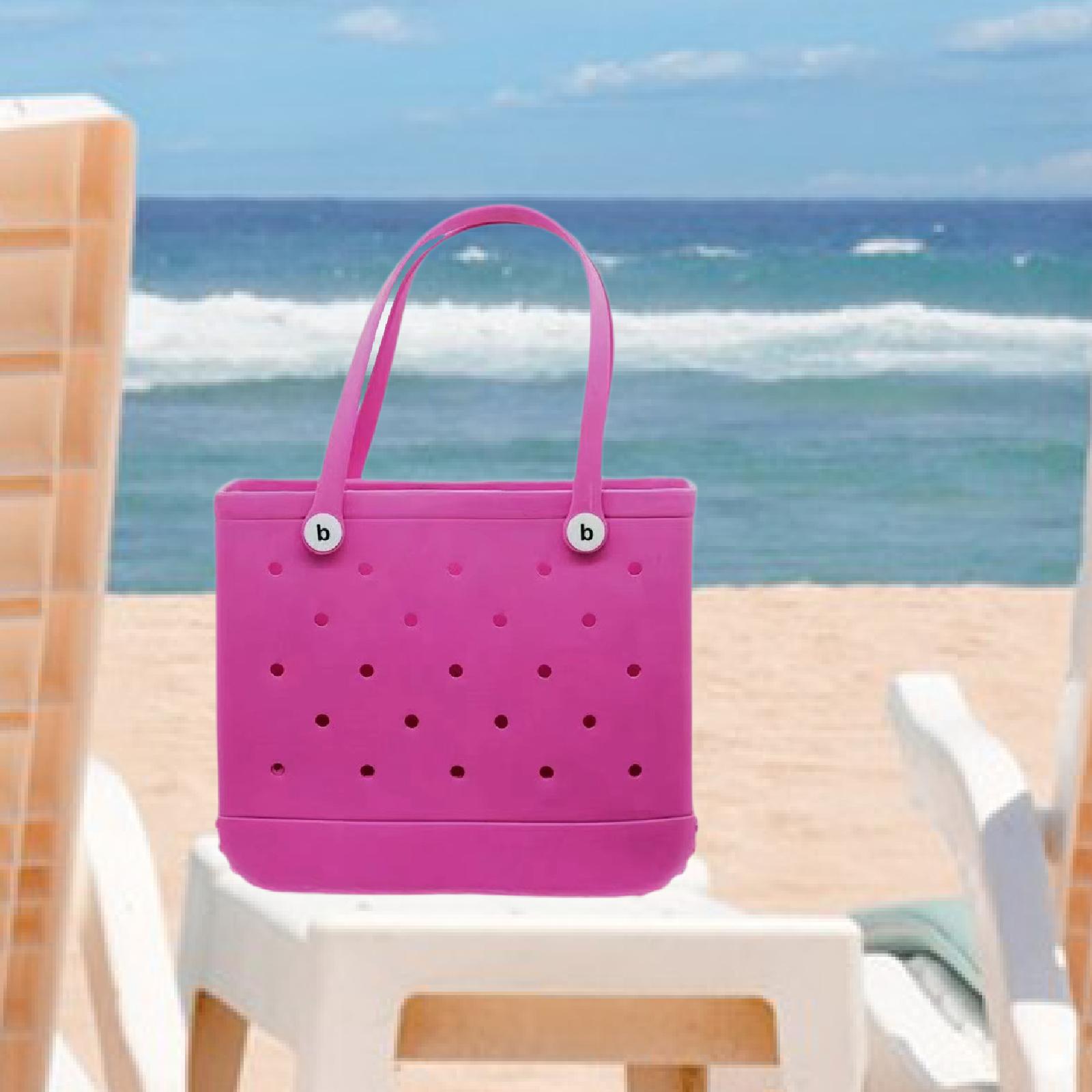 Beach Tote Bag Lightweight Waterproof Beach Handbag for Outdoor Holiday Shopping 38cmx13cmx32cm Rose Red