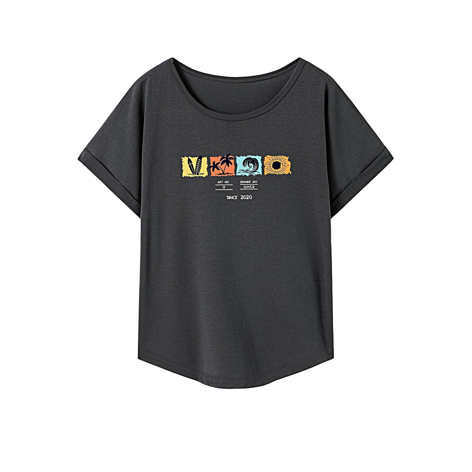 T Shirt for Women Summer Lightweight Crew Neck Shirt for Beach Sports Office M