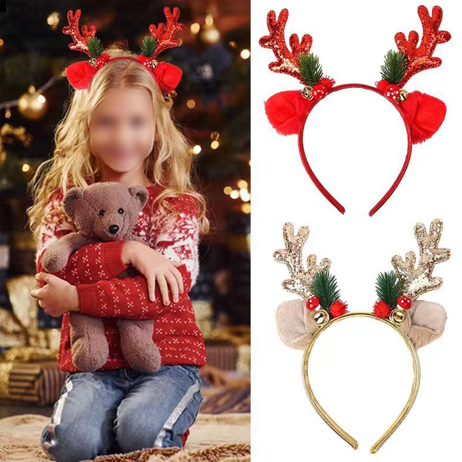 Christmas Reindeer Antlers Headband Hair Hoop for Carnivals Cosplay Holidays Red