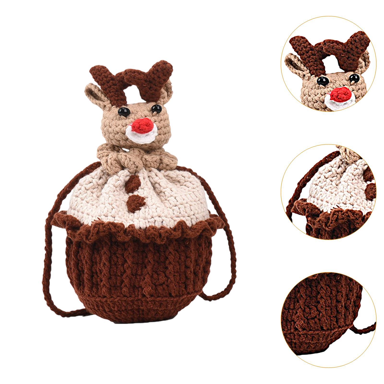 Crocheted Bag Cartoon Elk Hand Crocheted Handcrafted Yarn Bag Handmade Purse