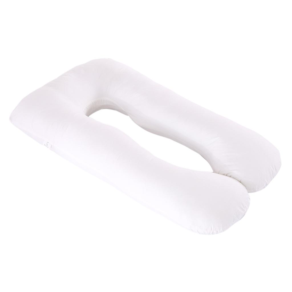 U Shaped Maternity Pregnancy Support Pillow Body Bolster Pillowcase - White