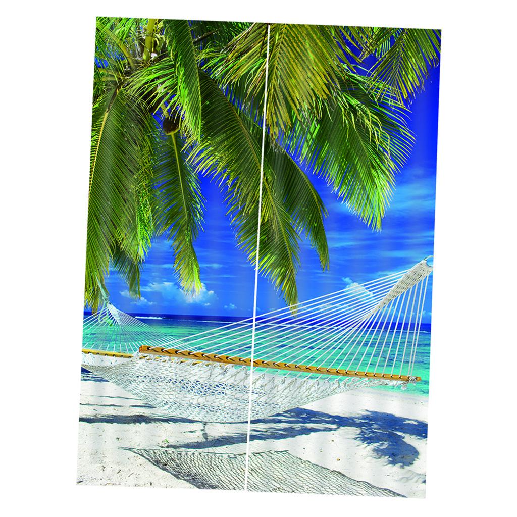 Printed Window Curtains Bath Drapes Beach 140x100cm