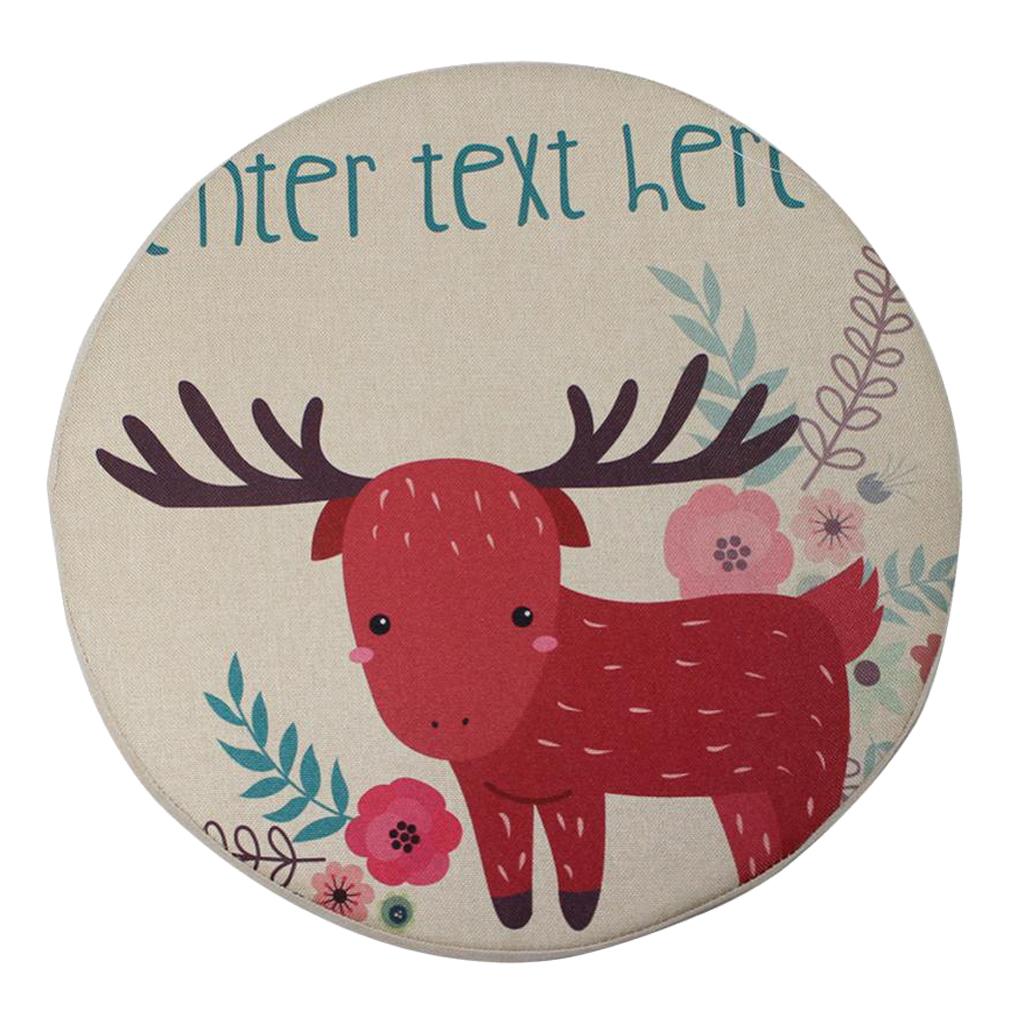 1 Pc Tatami Sponge Seat Pad Cartoon Polyester Round Circle Cushion Deer