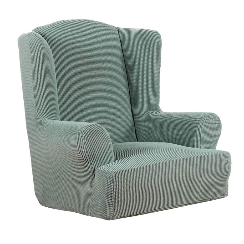 One-piece Stretch Jacquard Wing Armchair Cover Couch Slipcover Light Green