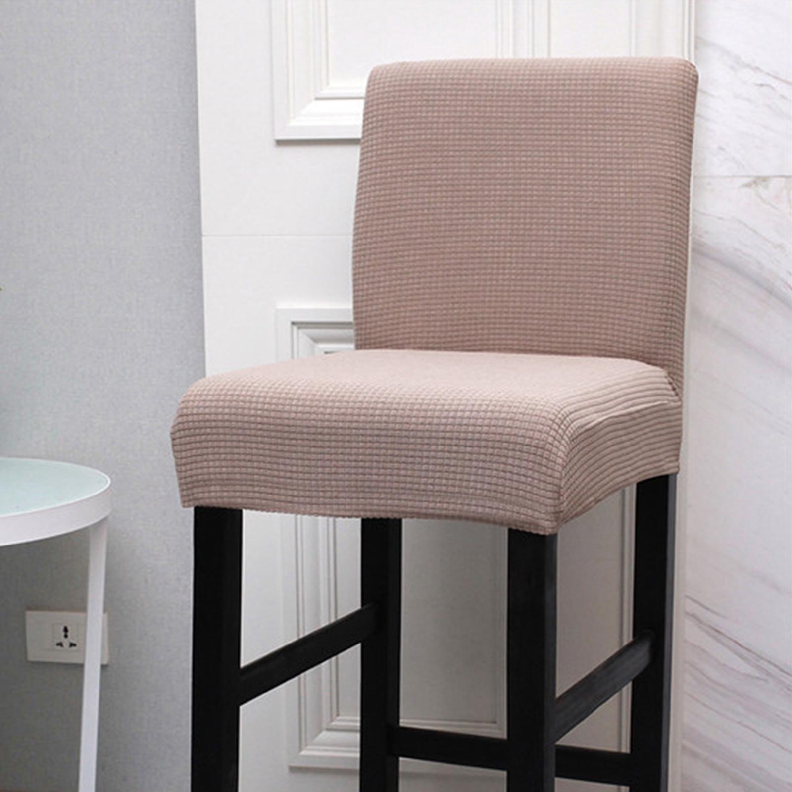 Stretch Chair Cover Polyester Dining Chair Seat Covers Washable Khaki