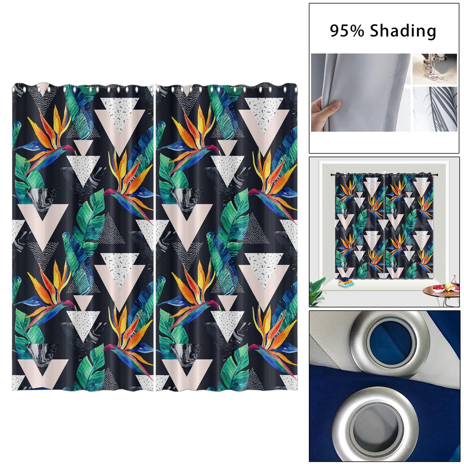 Thermal Blackout Eyelet Ring Top Bedroom Small Window Curtains A 140x100cm