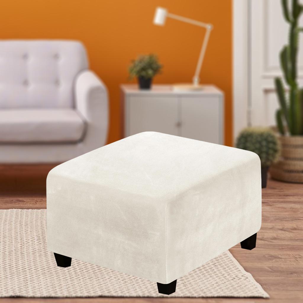Square Slipcovers Stretch Elastic Pouffe Footstool Protect Single Seat Sofa Beige