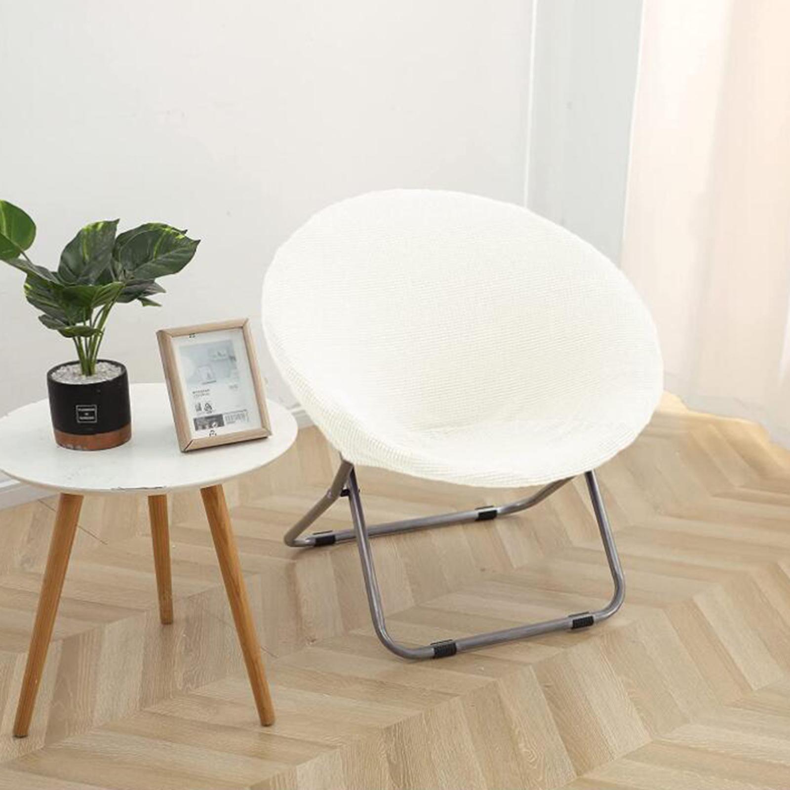 2xJacquard Fabric Saucer Chair Slipcover Stretch Removable Moon Chair Cover white