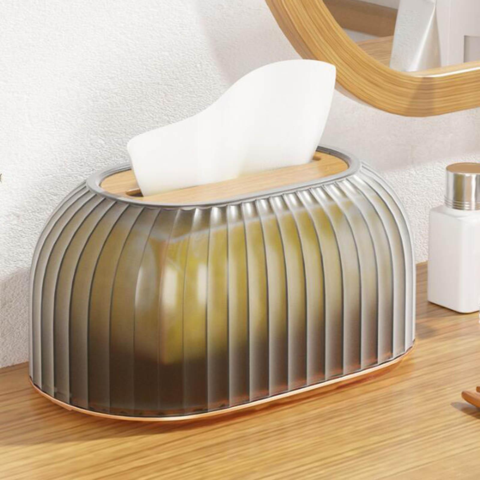 Automatic Lifting Tissue Box Napkin Paper Storage Organizer Clear Black