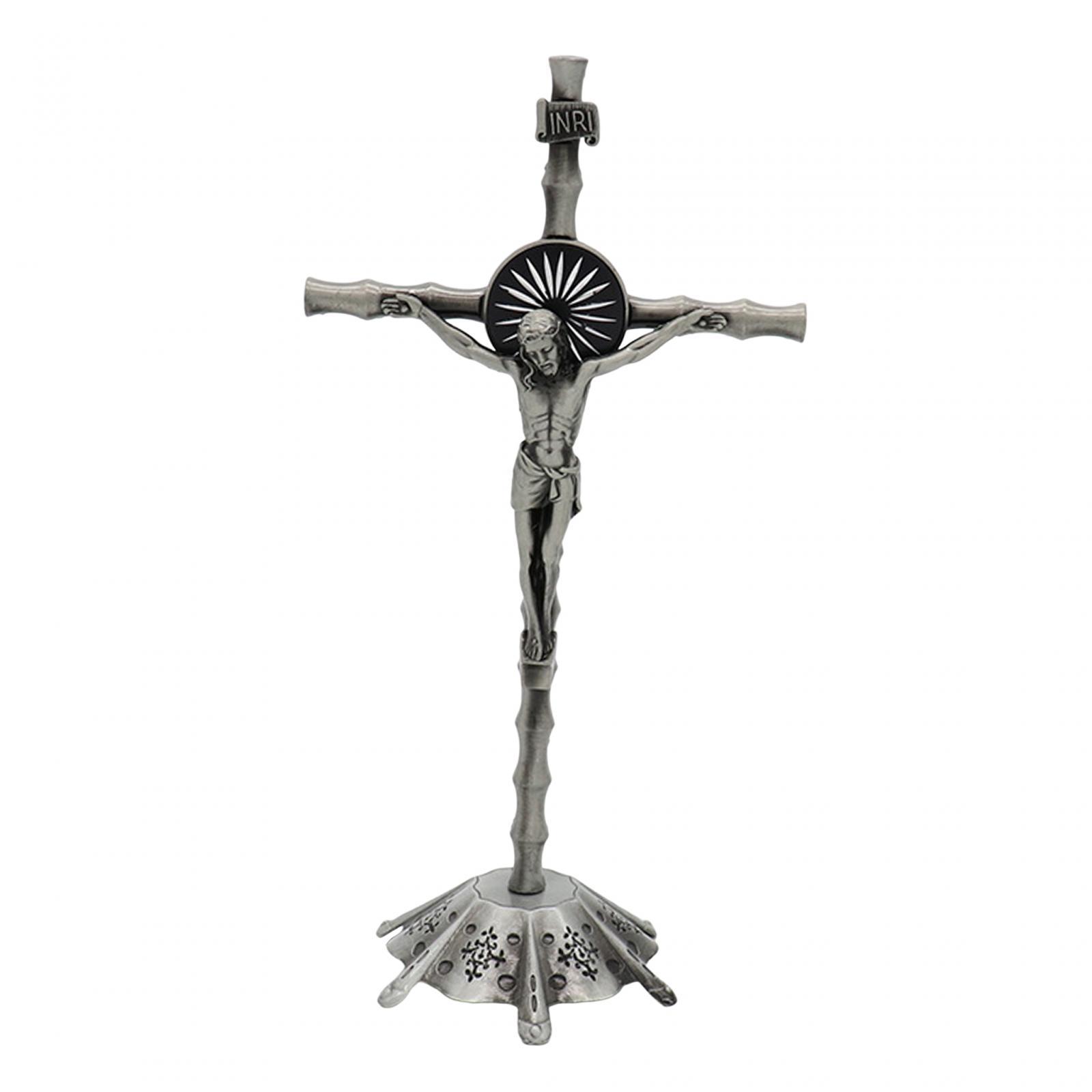 2 Piece Wall Cross Statue Miniature Cross Statue for Cabinet Bedroom