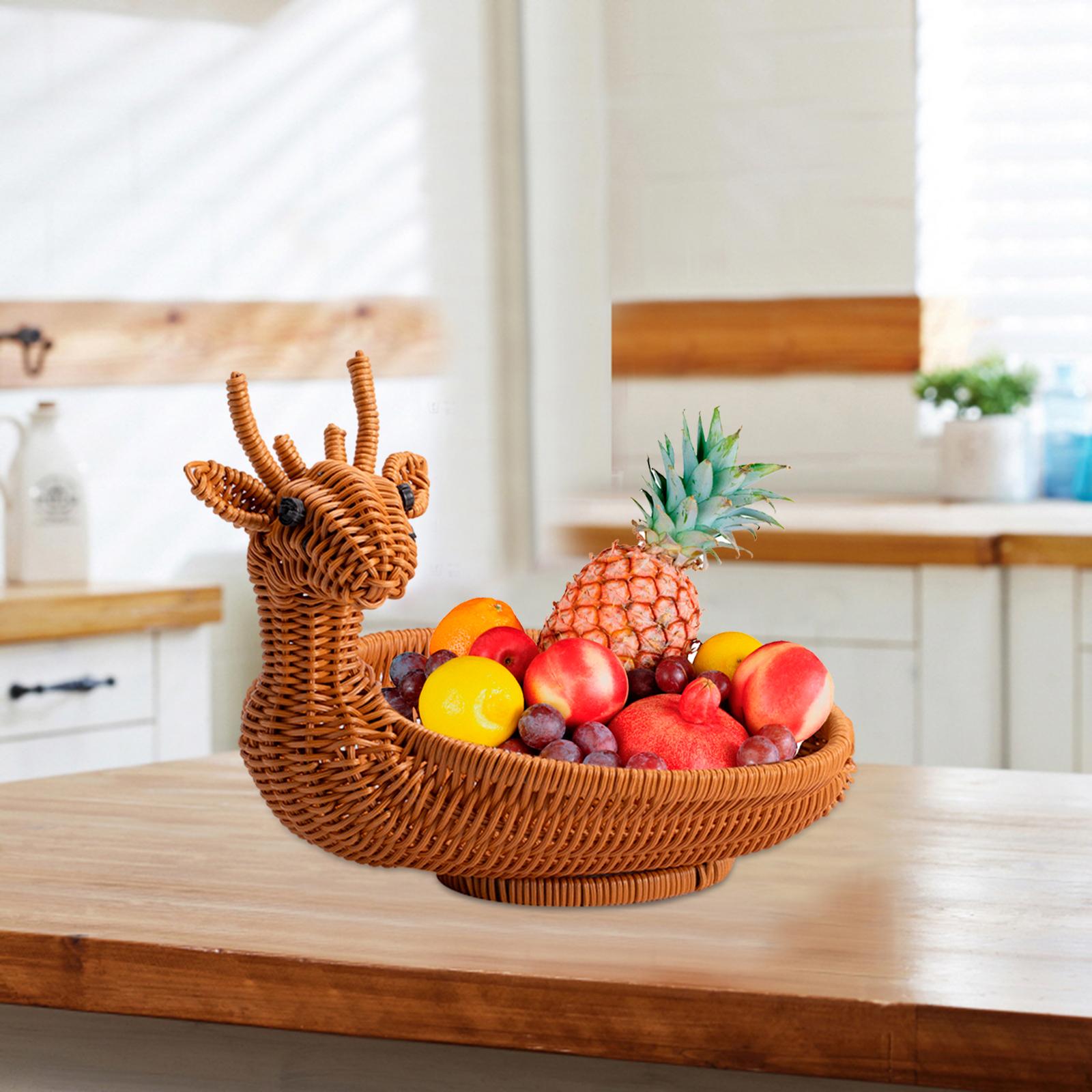 Rattan Fruit Basket Food Serving Basket Kitchen Organizer Snack Serving Bowl S