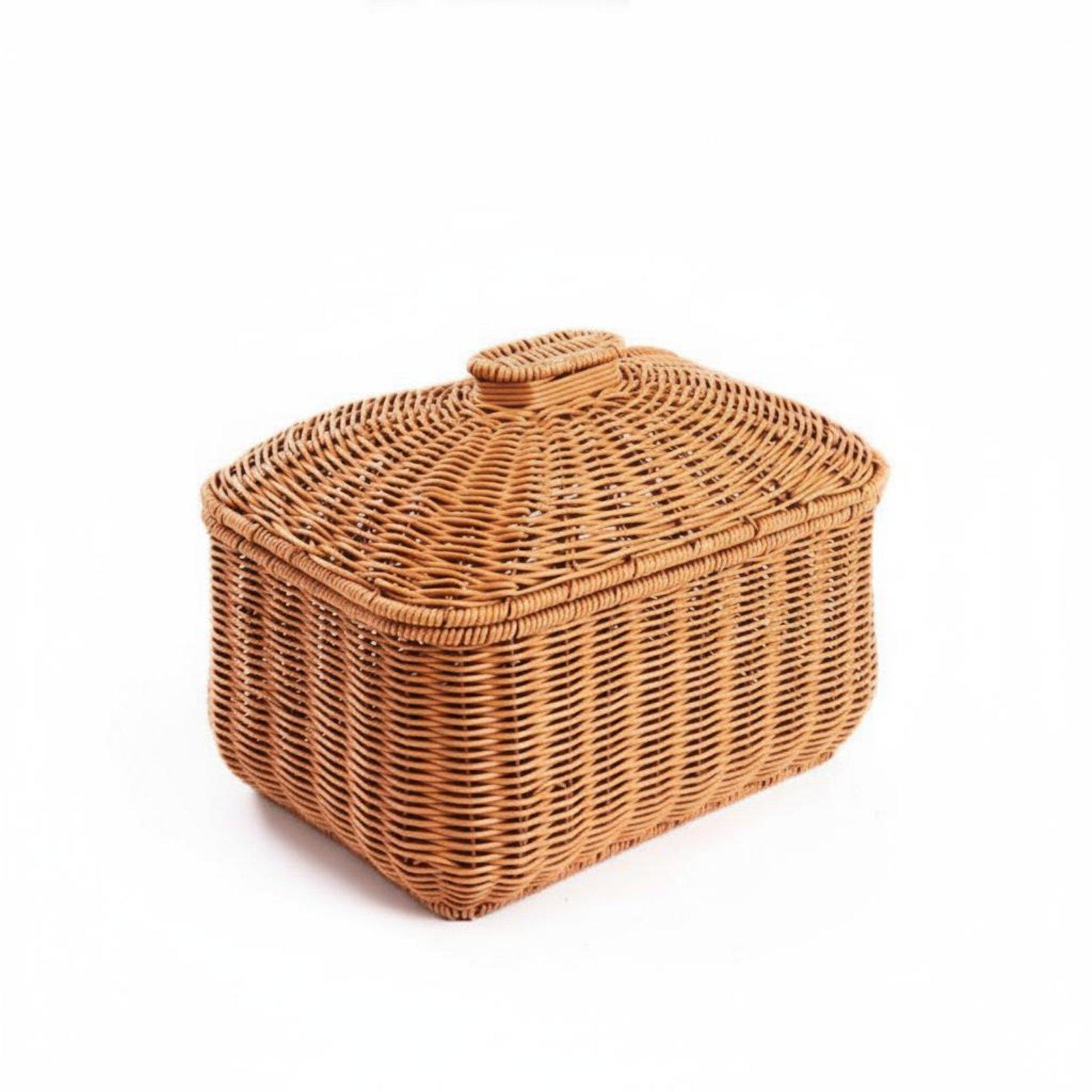 Round Woven Basket with Lid
