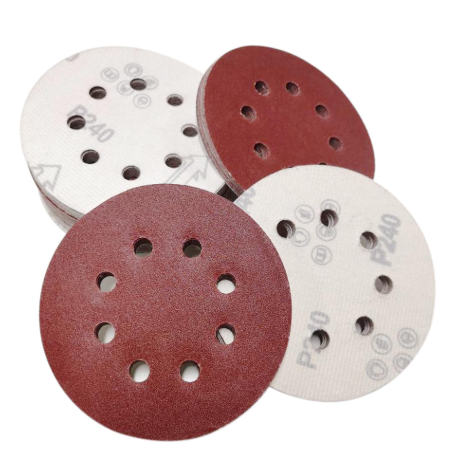 5in 125mm Sandpaper Sanding Discs Hook Loop Sanding Paper Buffing Sheet 100Pcs