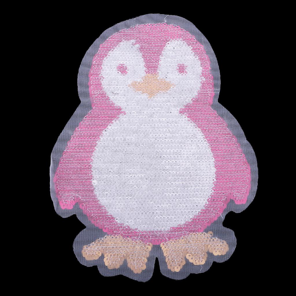 3xDouble Side Embroidered Penguin Sew On Sequins Patch Fabric Applique Crafts