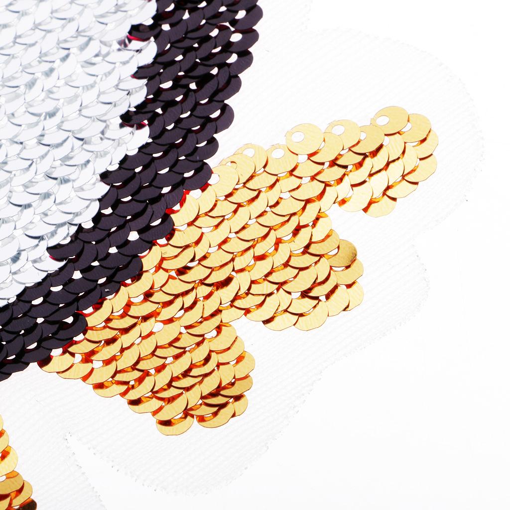 2xDouble Side Embroidered Penguin Sew On Sequins Patch Fabric Applique Crafts