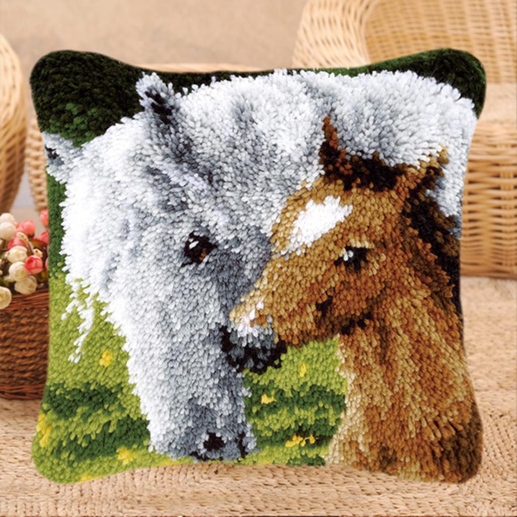 Animal Pattern Latch Hook kit Pillow Making Kit Includes Basic Tool for