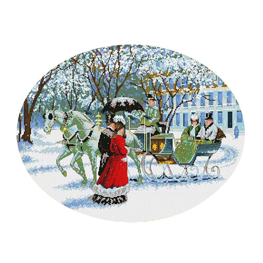 Stamped & Counted Cross Stitch Kits 11CT Embroidery Package - Winter