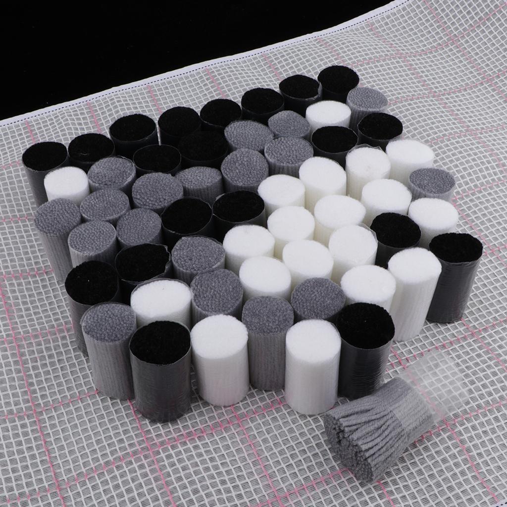 80x50cm Latch Hook Rug Kits Embroidery Package Black and White Stripes