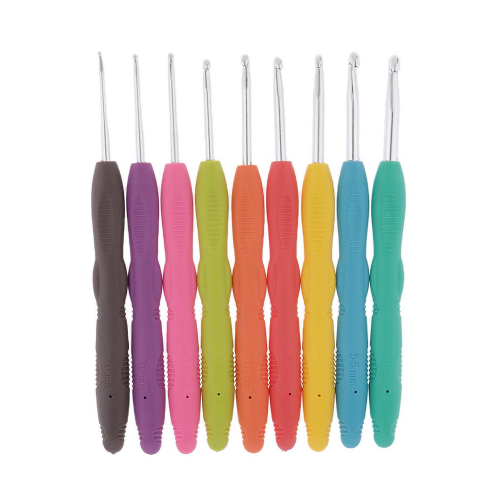 9pcs Soft Handle Ergonomic Crochet Needle Hook Set DIY Knitting Crafts Tool