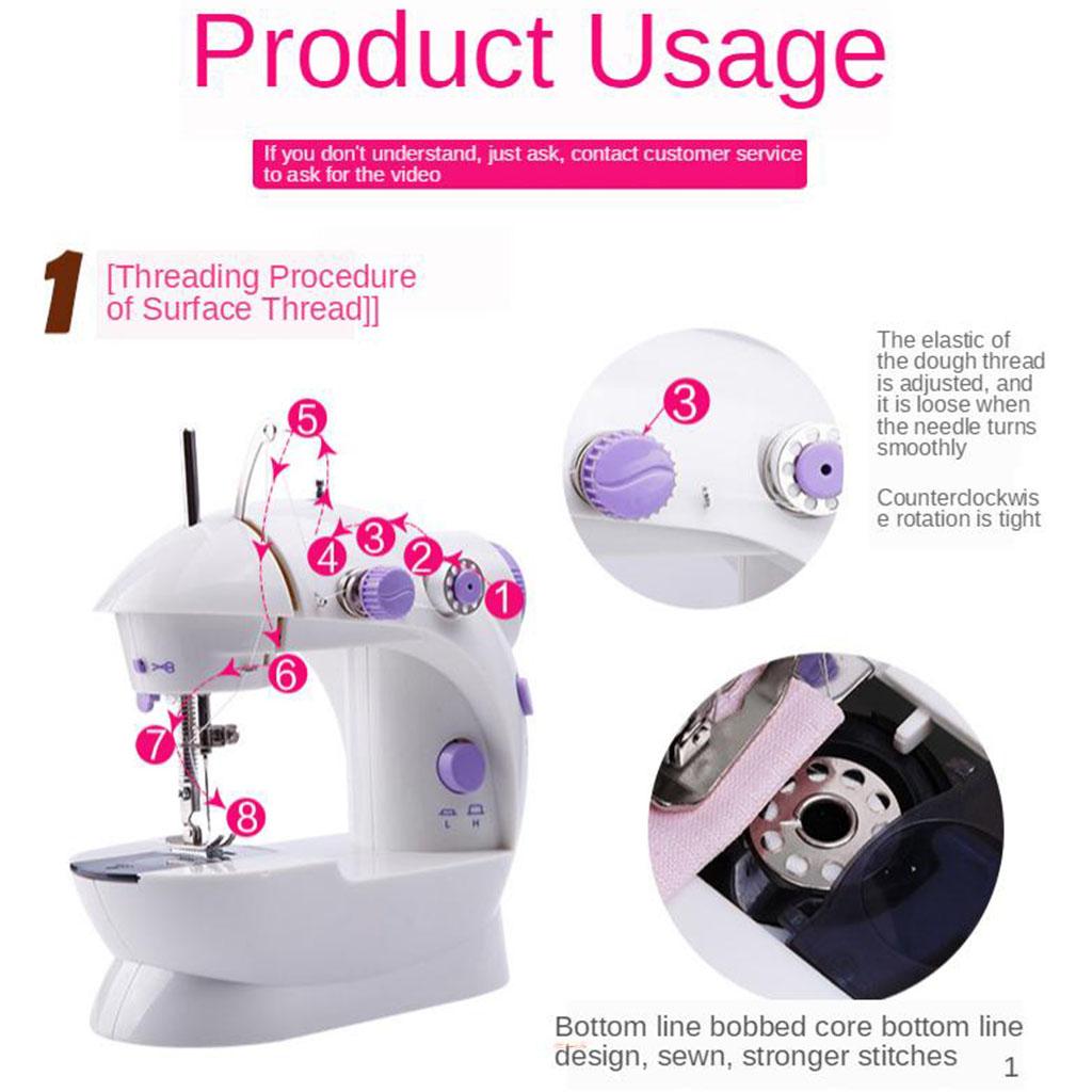 Mini Electric Sewing Machine Household Tailor w/ Light Double Thread Design