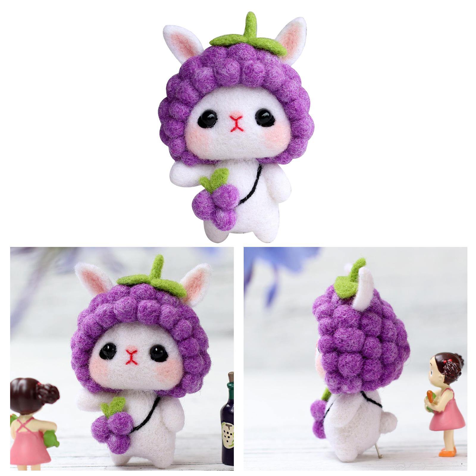 DIY Needle Felting Animal Kit Wool Rabbit Felt Needle Felting Starter Purple