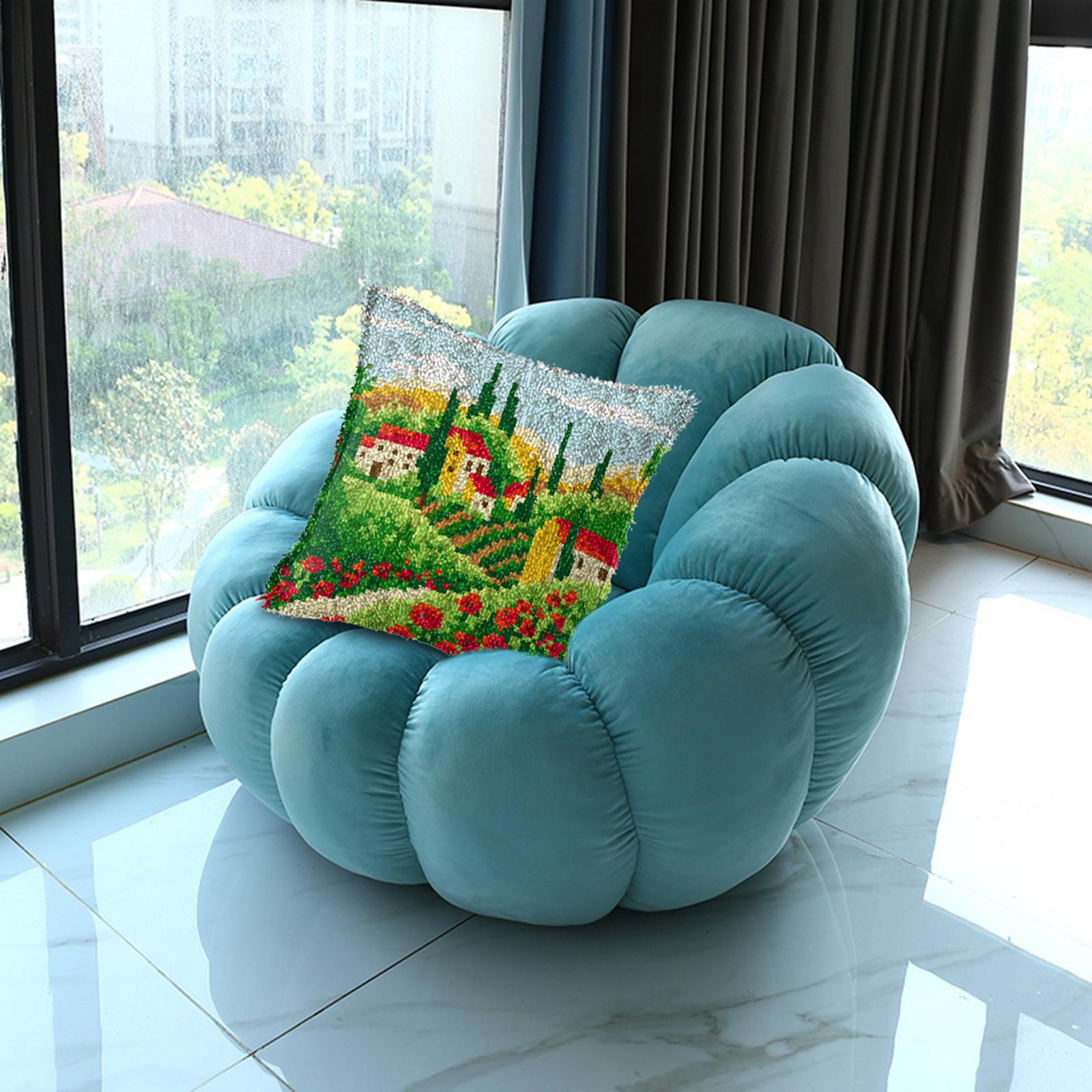 Latch Hook Embroidery Kits Cushion Needlework Blank Pillowcase Mesh Style 2