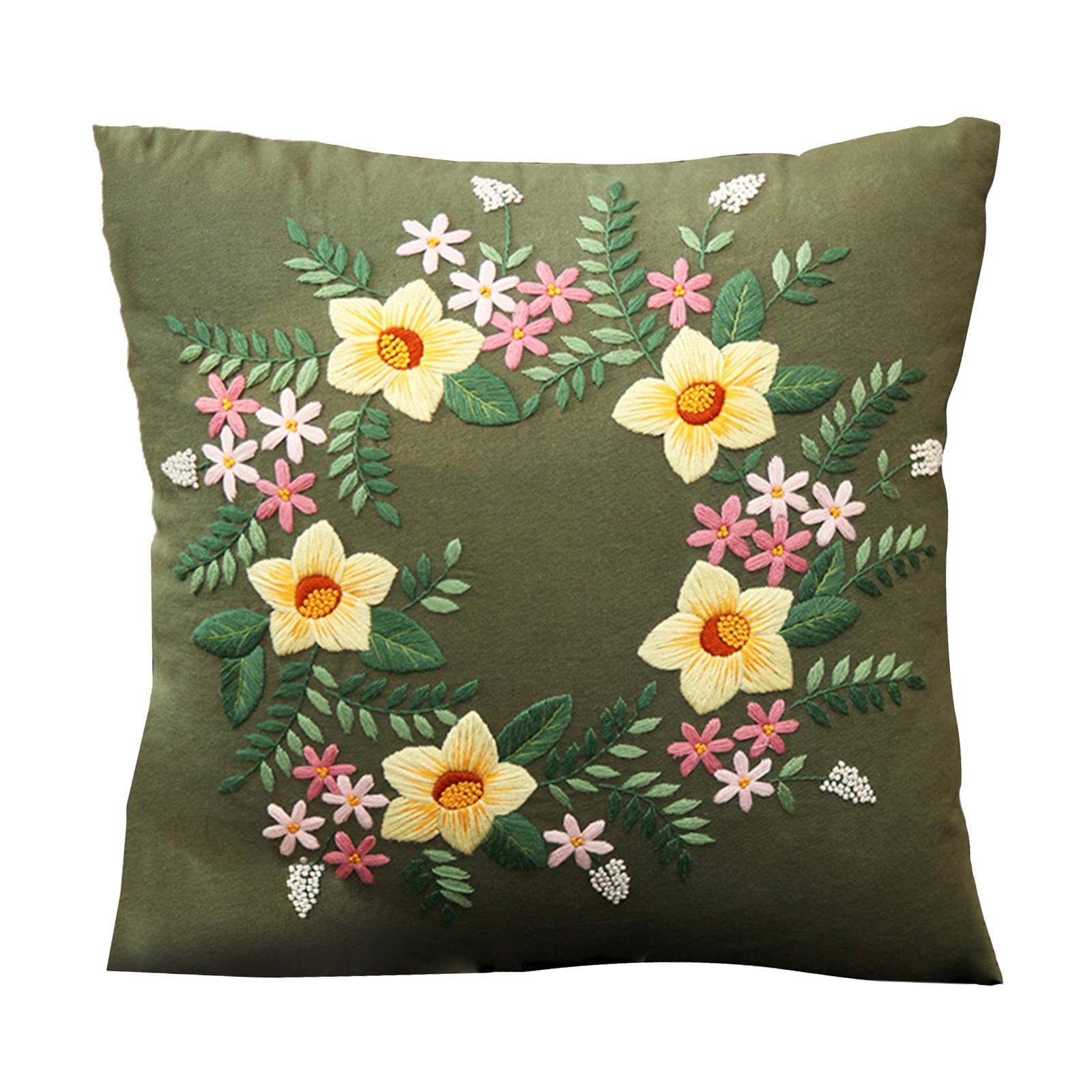 2x Semi-Finished Embroidery Pillow Covers Kit Sewing Crafts for Sofa 