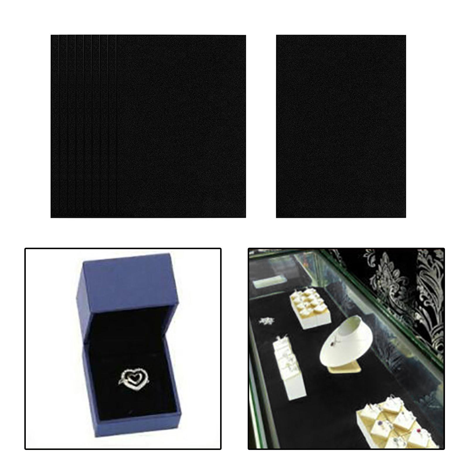 10Pcs Velvet Fabric Sticky Back Adhesive Back Sheets Flocking Cloth 30x20cm Black