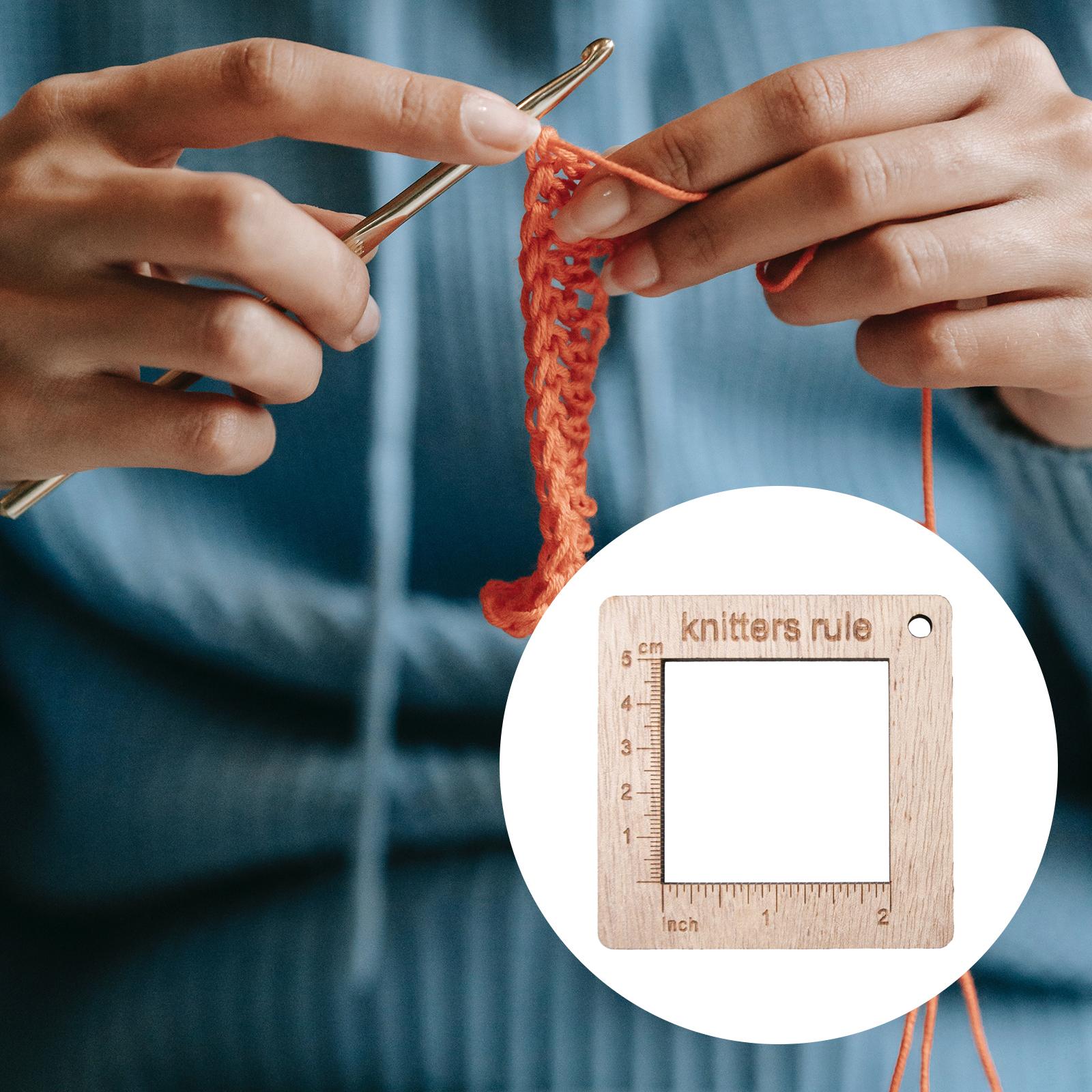 Knitting Gauge Ruler Small Craft Square Creative Wooden for Crochet Beginner