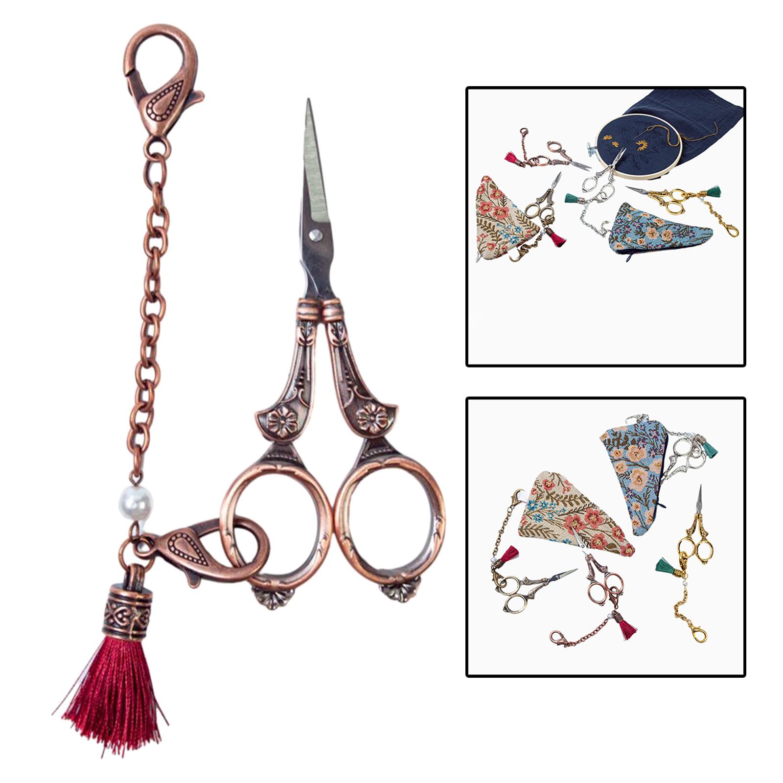 Embroidery Scissors Antique with Lanyard Multifunction Sewing Cutting Shears B